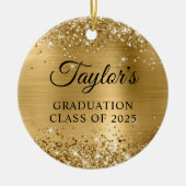 Glittery Gold Foil Graduation Keramik Ornament (Vorne)