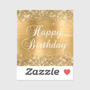 Glittery Gold Foil Happy Birthday Aufkleber
