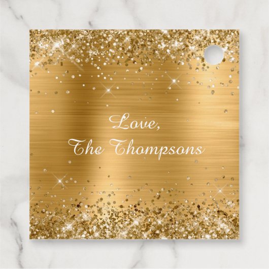 Glittery Gold Foil Happy Birthday Geschenkanhänger (Rückseite)