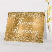 Glittery Gold Foil Happy Birthday Karte (Gelbe Blume)