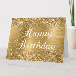 Glittery Gold Foil Happy Birthday Karte
