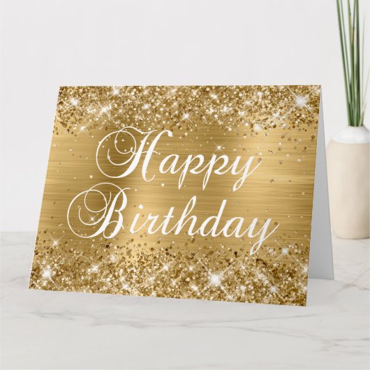 Glittery Gold Foil Happy Birthday von der Gruppe Karte (Vorderseite)