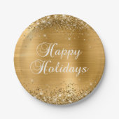 Glittery Gold Foil Happy Holidays Pappteller (Vorderseite)