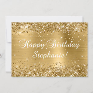 Glittery Gold Foil Klassisches Glück Geburtstag Karte