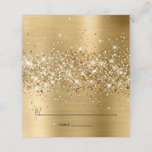 Glittery Gold Foil Lined Platzkarte (Außenseite Aufgefaltet)