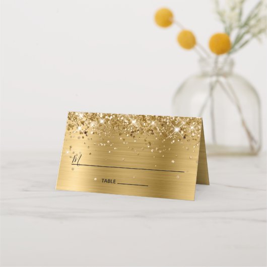 Glittery Gold Foil Lined Platzkarte (Vorderseite)