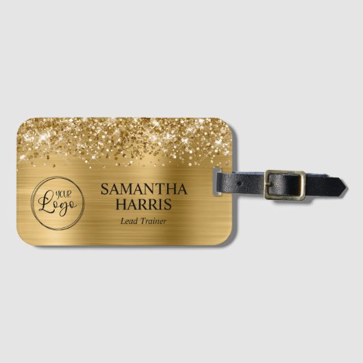 Glittery Gold Foil Logo Gepäckanhänger (Vorderseite (Horizontal))