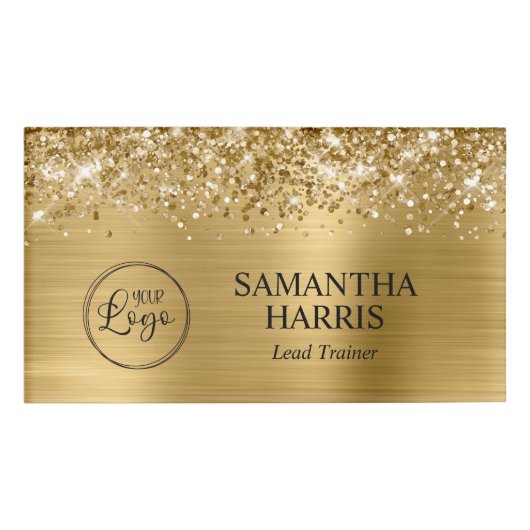 Glittery Gold Foil Logo Namenschild (Vorderseite)
