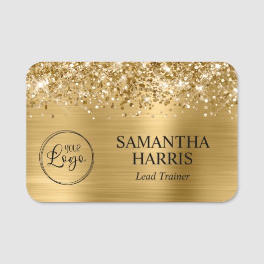 Glittery Gold Foil Logo Namensschild (Vorderseite)