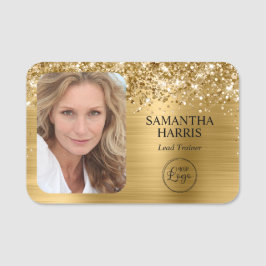 Glittery Gold Foil Logo und Foto Namensschild