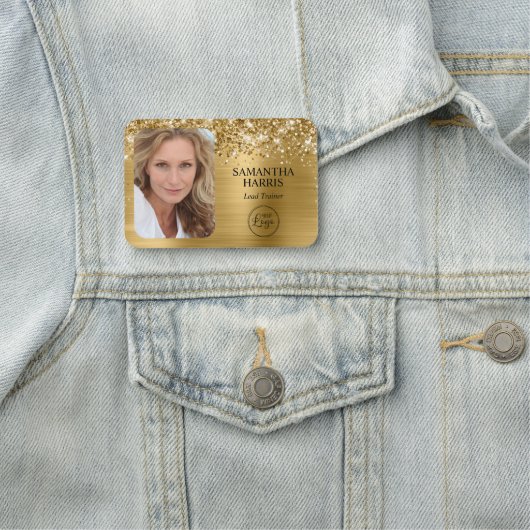 Glittery Gold Foil Logo und Foto Namensschild (Beispiel)