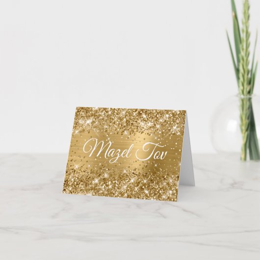 Glittery Gold Foil Mazel Tov Karte (Vorderseite)