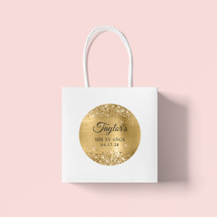 Glittery Gold Foil Mis XV Anos Birthday Runder Aufkleber