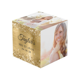 Glittery Gold Foil Mis XV Años Foto Würfel