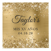 Glittery Gold Foil Mis XV Años Foto Würfel (Vorderseite)