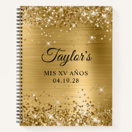 Glittery Gold Foil Mis XV Anos Guest Notizblock