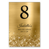 Glittery Gold Foil Mis XV Anos Tischnummer (Vorderseite)