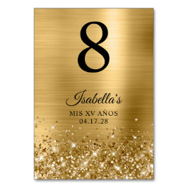 Glittery Gold Foil Mis XV Anos Tischnummer