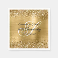 Glittery Gold Foil Mit Monogramm 50 Jahre alt