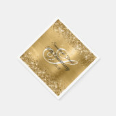 Glittery Gold Foil Mit Monogramm 50 Jahre alt Serviette (Ecke)