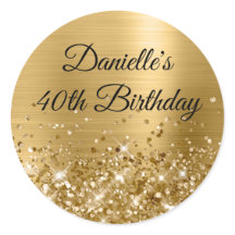 Glittery Gold Foil Modern 40. Geburtstag