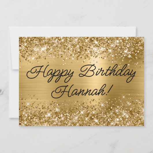Glittery Gold Foil Modern Happy Birthday Karte (Vorderseite)