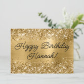 Glittery Gold Foil Modern Happy Birthday Karte (Stehend Vorderseite)