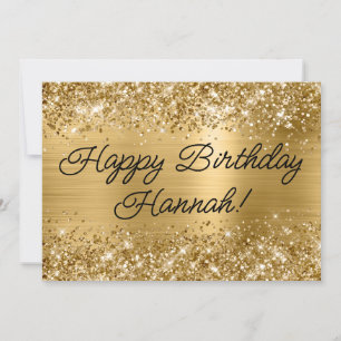 Glittery Gold Foil Modern Happy Birthday Karte