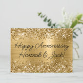 Glittery Gold Foil Modern Happy Jubiläum Karte (Stehend Vorderseite)