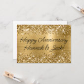 Glittery Gold Foil Modern Happy Jubiläum Karte (Vorderseite/Rückseite Beispiel)