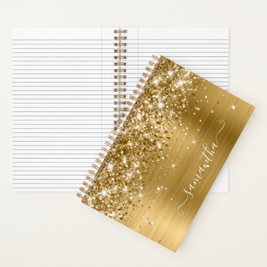 Glittery Gold Foil Moderne Girl Signatur Notizblock (Innen)