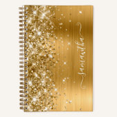 Glittery Gold Foil Moderne Girl Signatur Notizblock (Vorderseite)