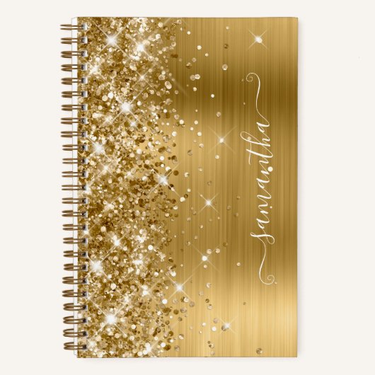 Glittery Gold Foil Moderne Girl Signatur Notizblock (Vorderseite)