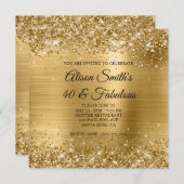 Glittery Gold Foil Monogram 40 & Fabulous Einladung (Vorne/Hinten)