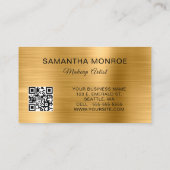 Glittery Gold Foil Monogram QR Code Visitenkarte (Rückseite)