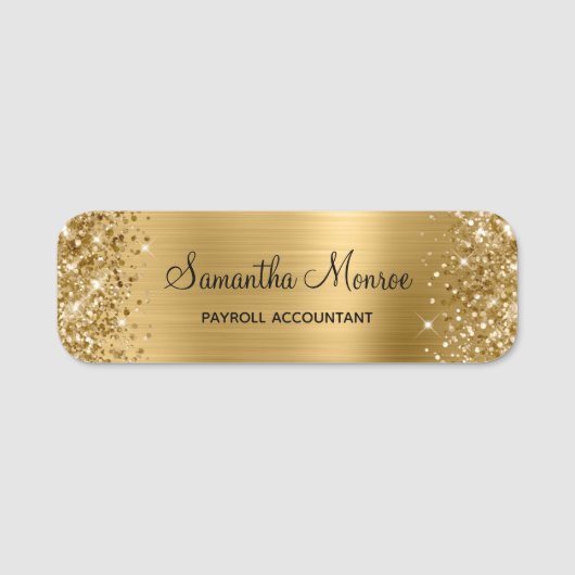 Glittery Gold Foil Namensschild (Vorderseite)