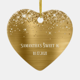 Glittery Gold Foil Personalisiert Sweet 16 Keramik Ornament