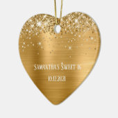 Glittery Gold Foil Personalisiert Sweet 16 Keramik Ornament (Links)