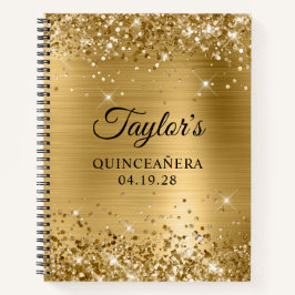 Glittery Gold Foil Quinceanera Guest Notizblock