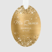 Glittery Gold Foil Quinceñera Dress Foto Ornament (Vorderseite)