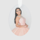 Glittery Gold Foil Quinceñera Dress Foto Ornament (Rückseite)