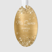 Glittery Gold Foil Quinceñera Dress Foto Ornament (Vorderseite)