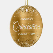 Glittery Gold Foil Quinceñera Keramik Ornament (Rechts)