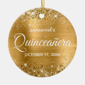 Glittery Gold Foil Quinceñera Keramik Ornament (Vorne)