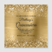 Glittery Gold Foil Quinceñera Magneteinladung (Vorderseite)