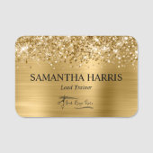 Glittery Gold Foil Rectangle Logo Namensschild (Vorderseite)