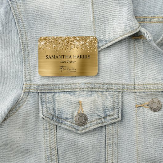 Glittery Gold Foil Rectangle Logo Namensschild (Beispiel)