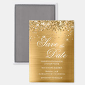 Glittery Gold Foil Save the Date Magnet (Vorderseite/Rückseite)