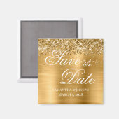 Glittery Gold Foil Save the Date Magnet (Vorderseite/Rückseite)