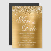 Glittery Gold Foil Save the Date Magneteinladung (Vorne/Hinten)
